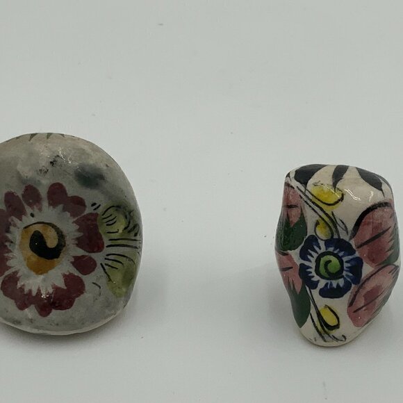 2 Tonala Mexican Pottery Owls Sculpture Ceramics Hand Painted - Picture 5 of 7